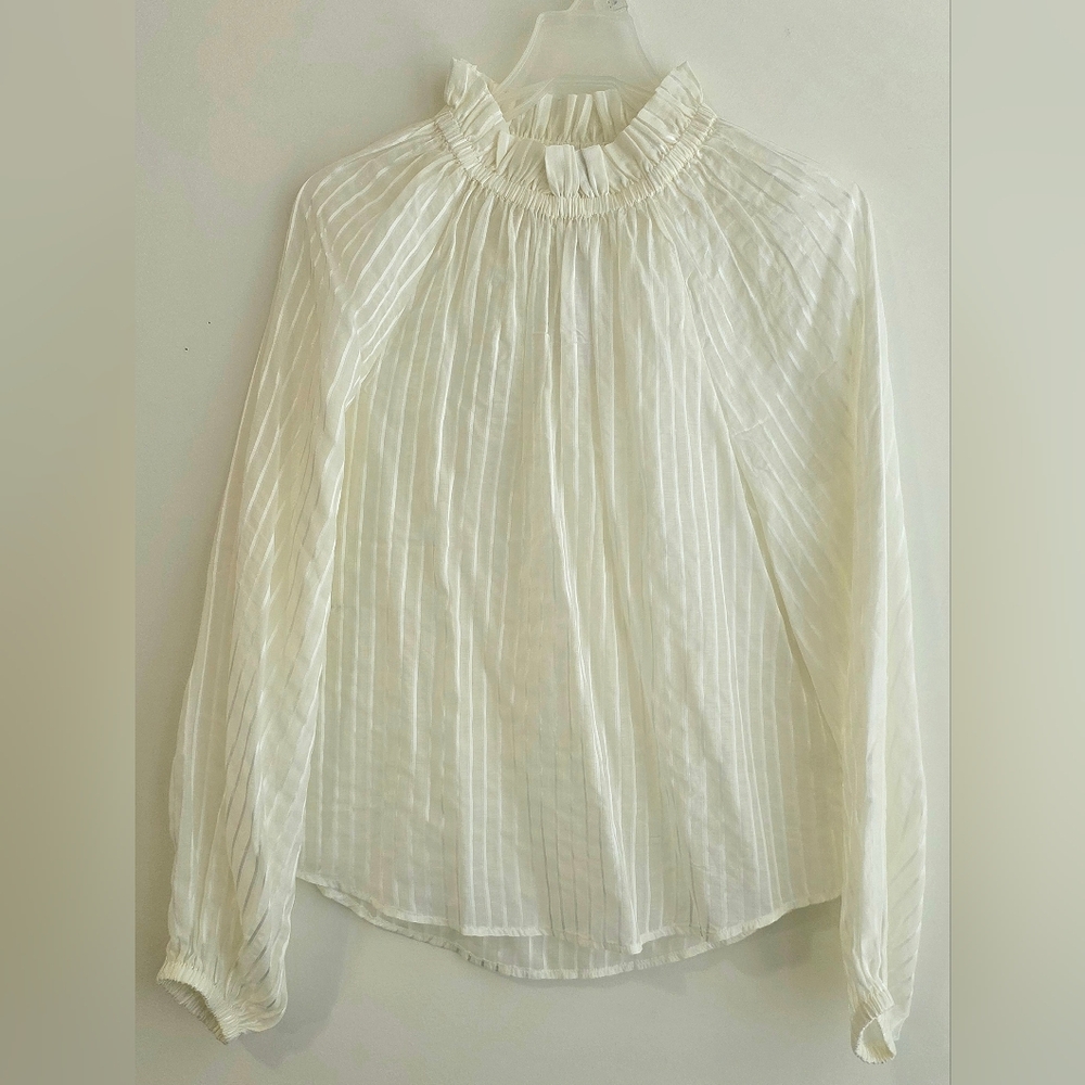 NEW Ann Taylor Striped Jacquard Mock Neck Top
